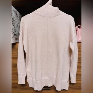 Ann Taylor Women Soft Pink Sequin metallic relaxed turtleneck Sweater S